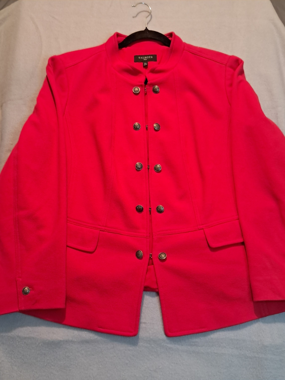 Talbots Red Military-Style Blazer with Metal Buttons